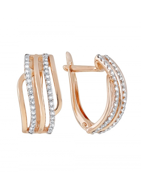 Золотые серьги с фианитами № 120671