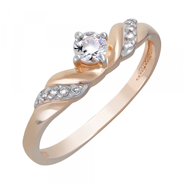 Золотое кольцо с кристаллами swarovski № 122320