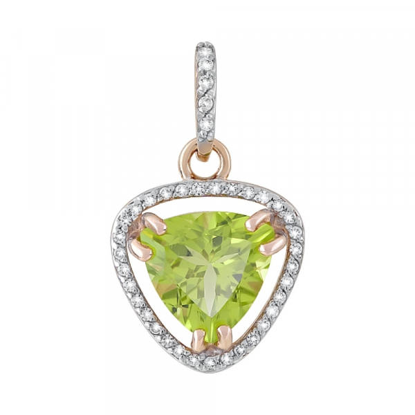 Золотая подвеска с хризолитом и фианитом № 120058