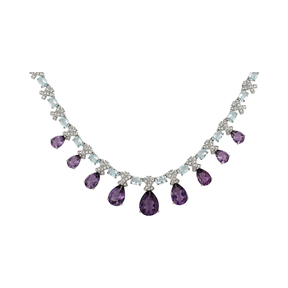 Серебряное колье с фианитами № 84013