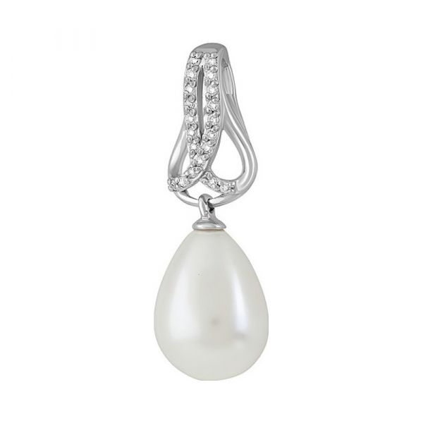 Серебряная подвеска с перламутровым жемчугом и фианитом № 135488