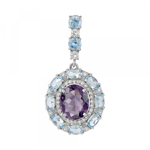 Серебряная подвеска с топазом,алпанитом и фианитом № 133559