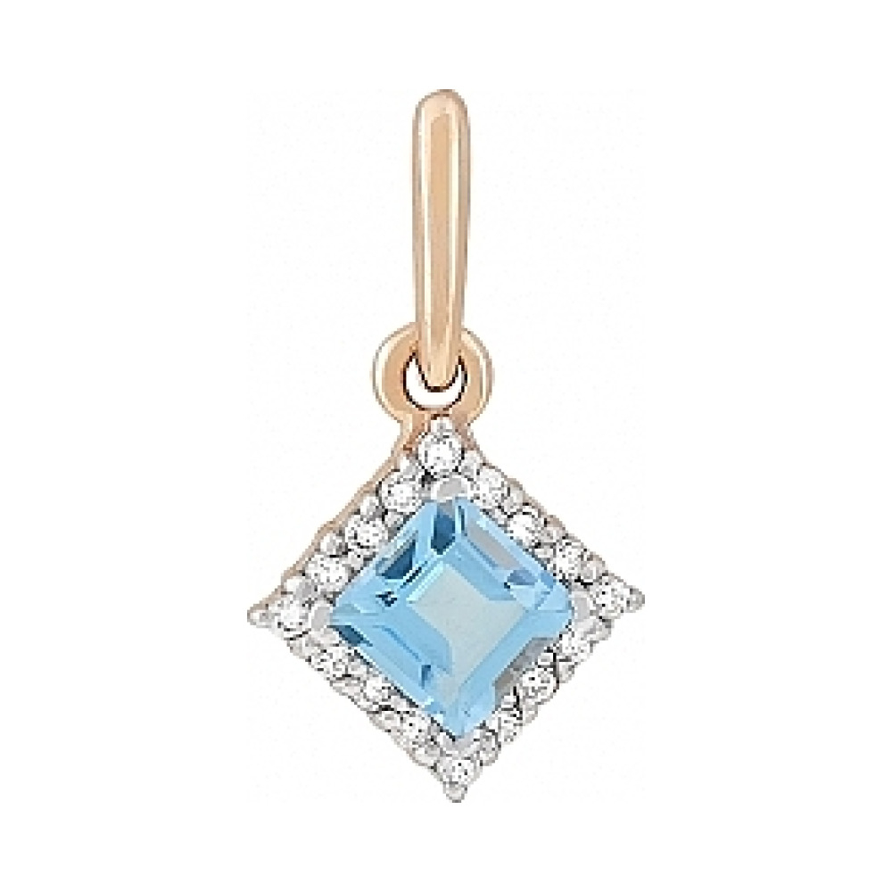Золотая подвеска с топазом и фианитом № 106833