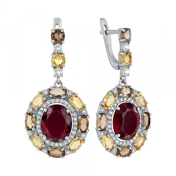 Серебряные серьги с алпанитом и фианитом № 133316