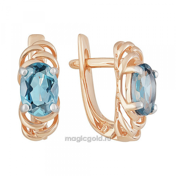 Золотые серьги с топазом № 159634