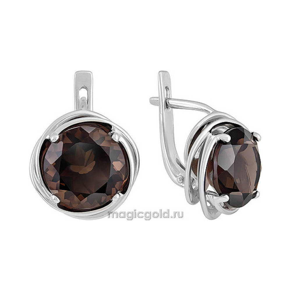 Серебряные серьги с раухтопазом № 140160