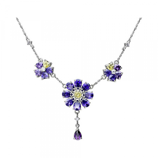 Серебряное колье с фианитом № 134385