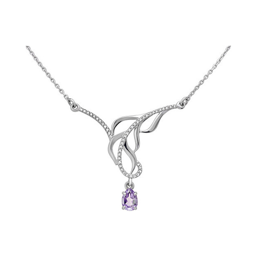 Серебряное колье с аметистом и фианитом № 133196