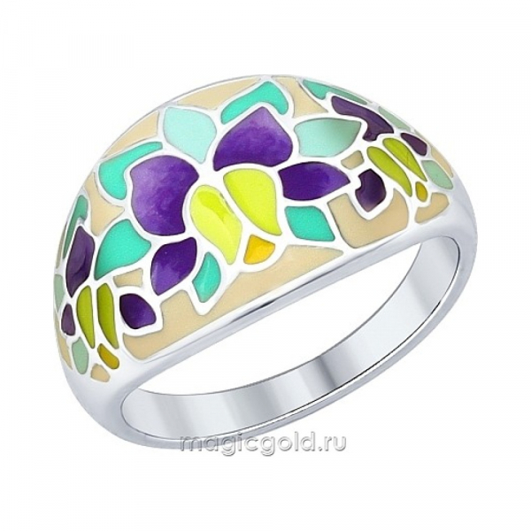 Серебряное кольцо с эмалью № 138483