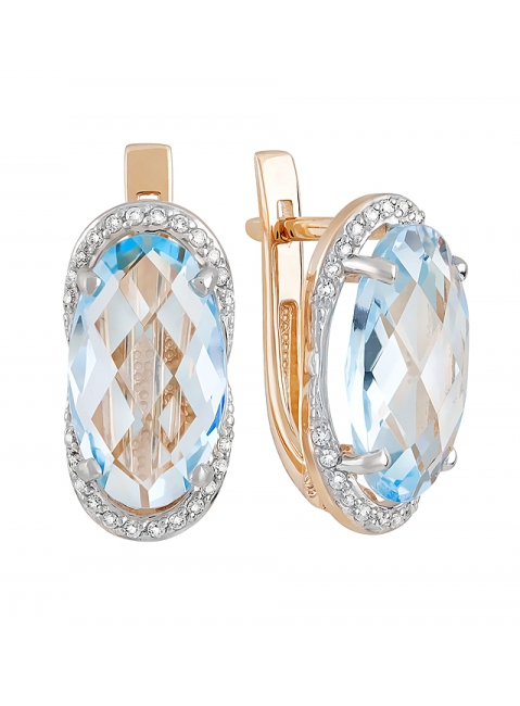 Золотые серьги с топазом и фианитом № 131836