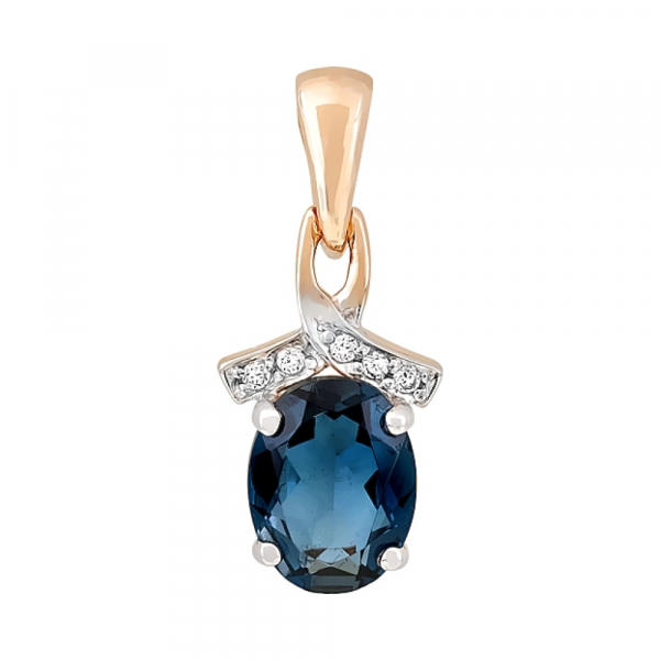 Золотая подвеска с топазом и фианитом № 111234