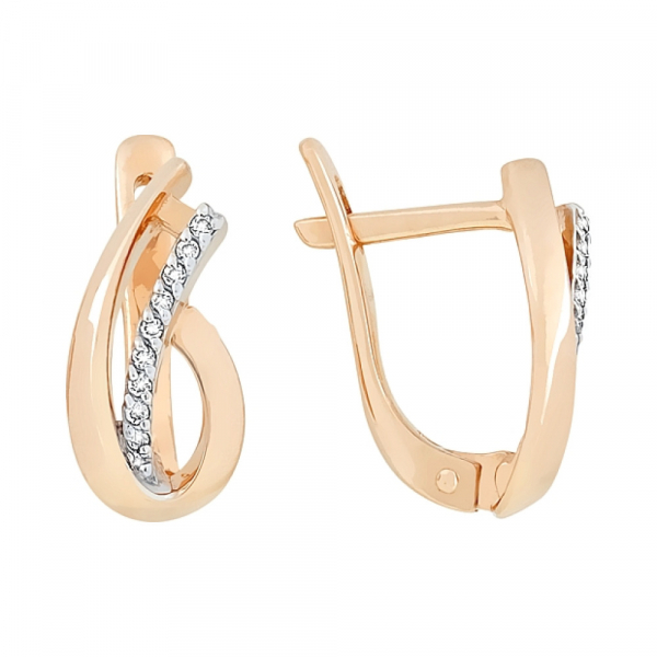 Золотые серьги с бриллиантом № 76903