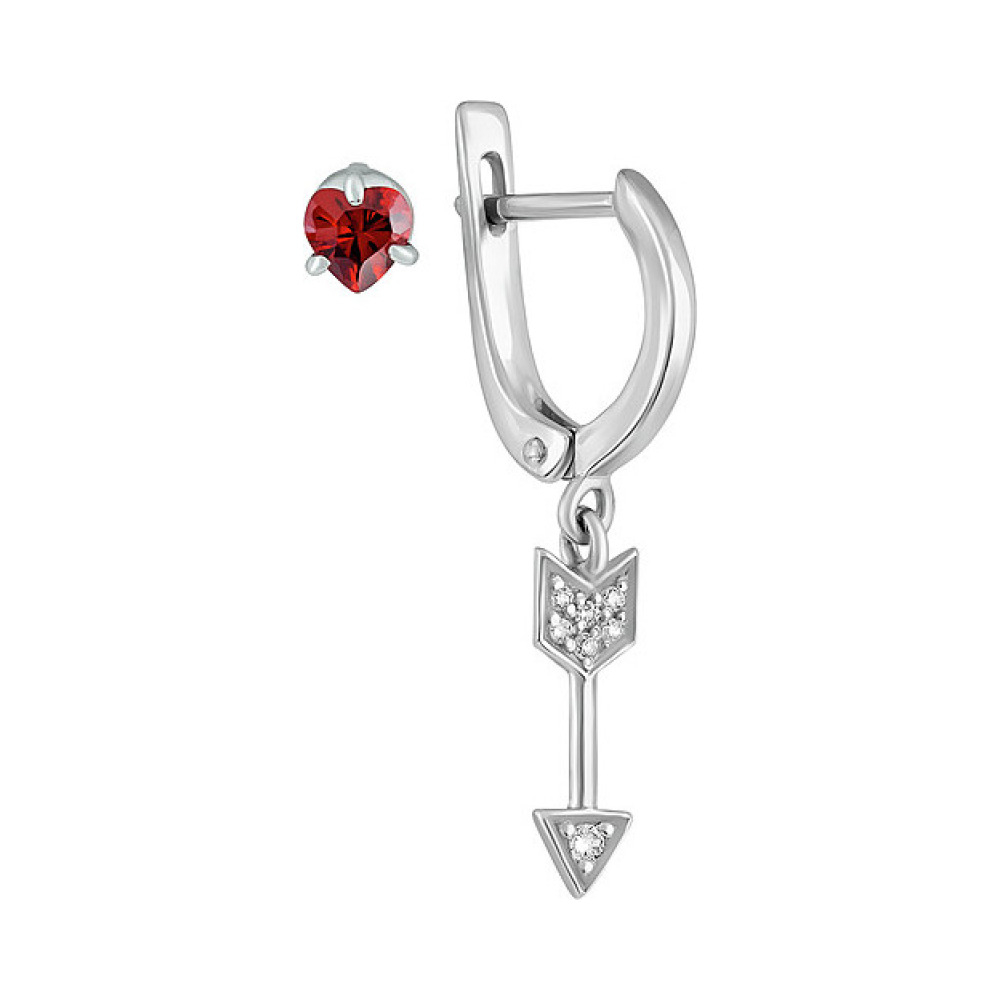 Серебряные серьги с фианитом № 134169