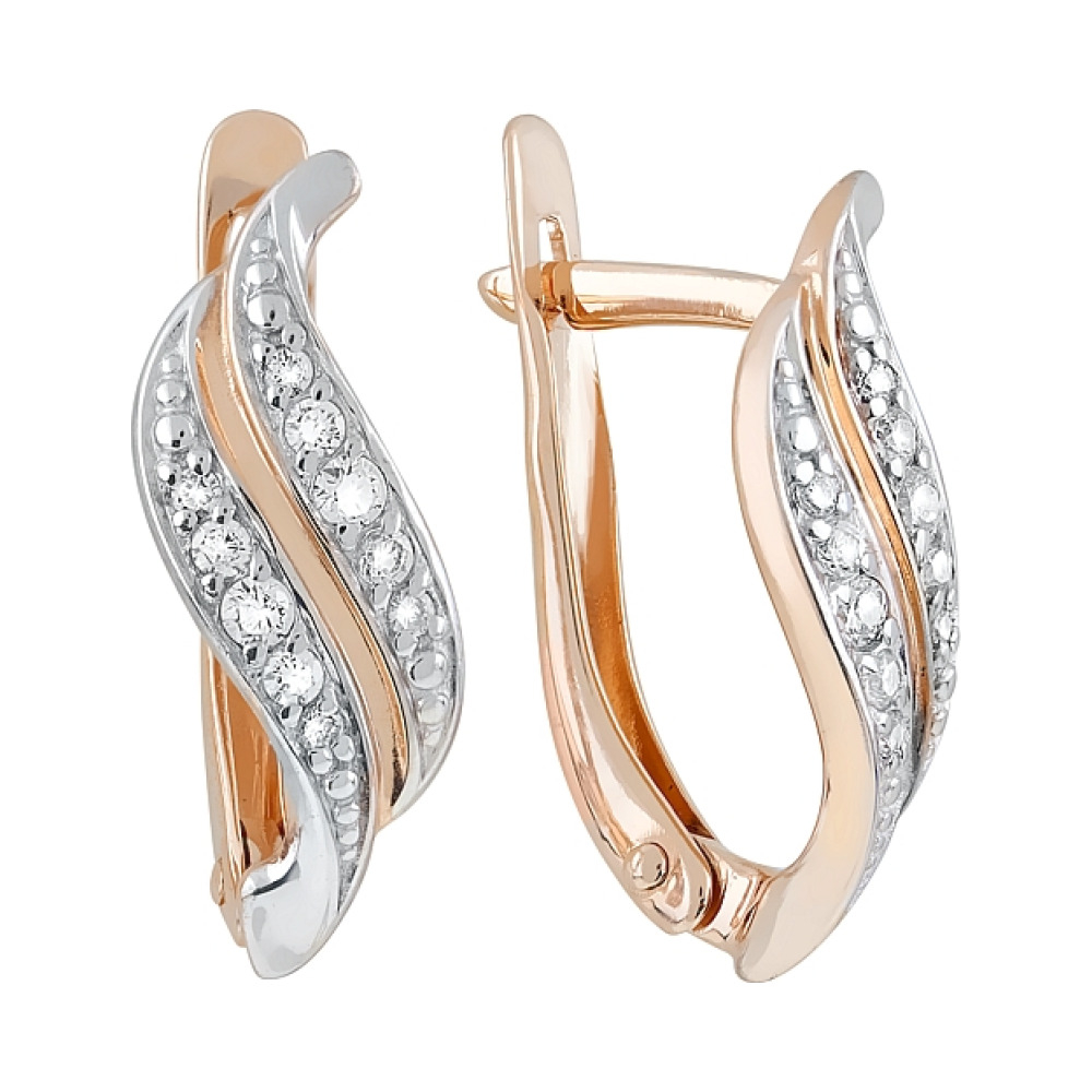 Золотые серьги с фианитами № 120668