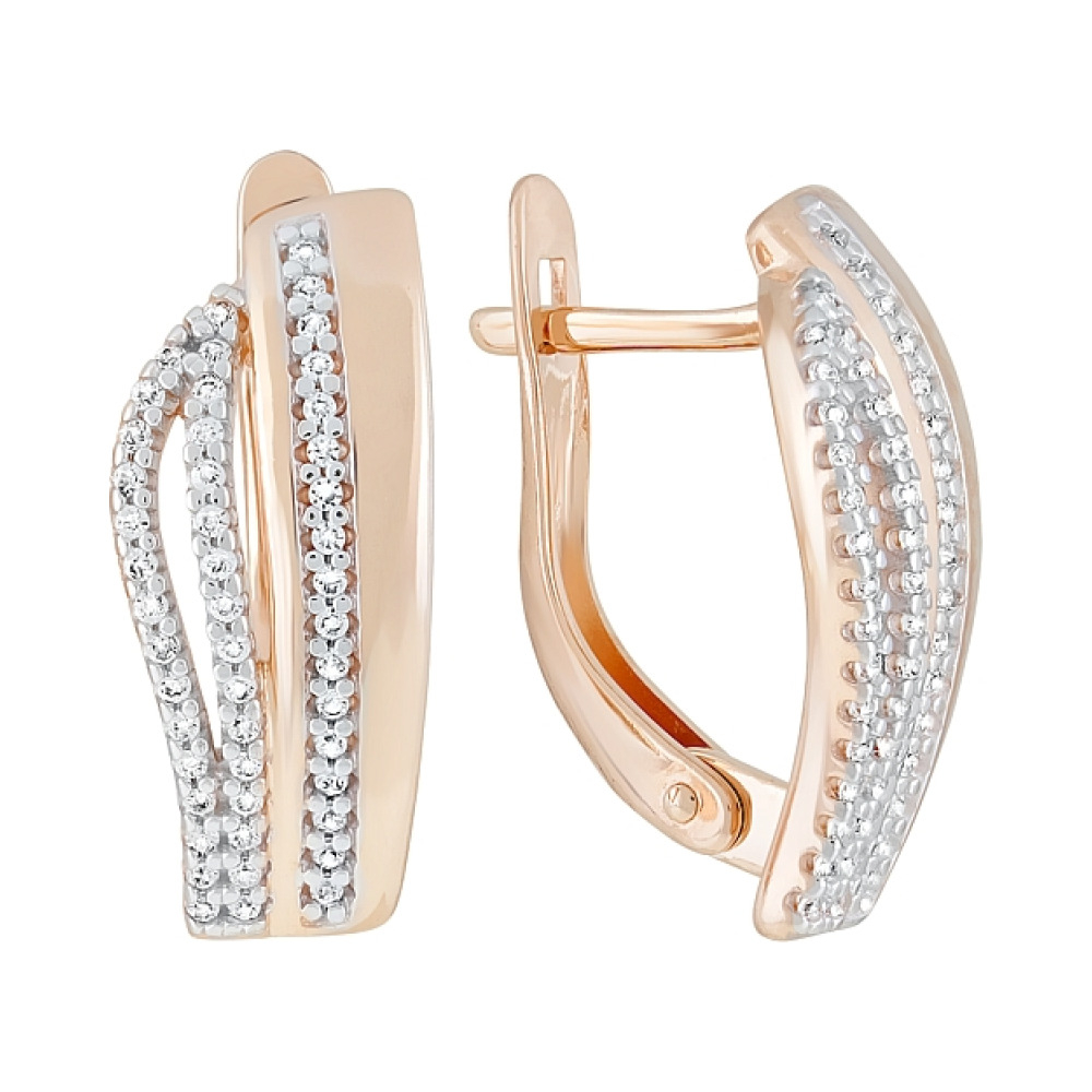 Золотые серьги с фианитами № 122221