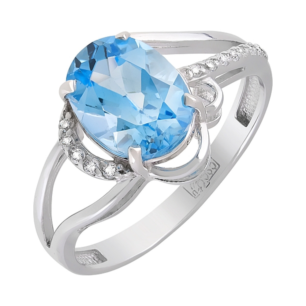 Золотое кольцо с топазом и фианитом № 119674