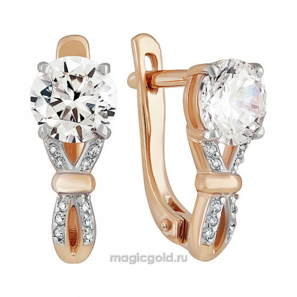 Золотые серьги с фианитом № 137799