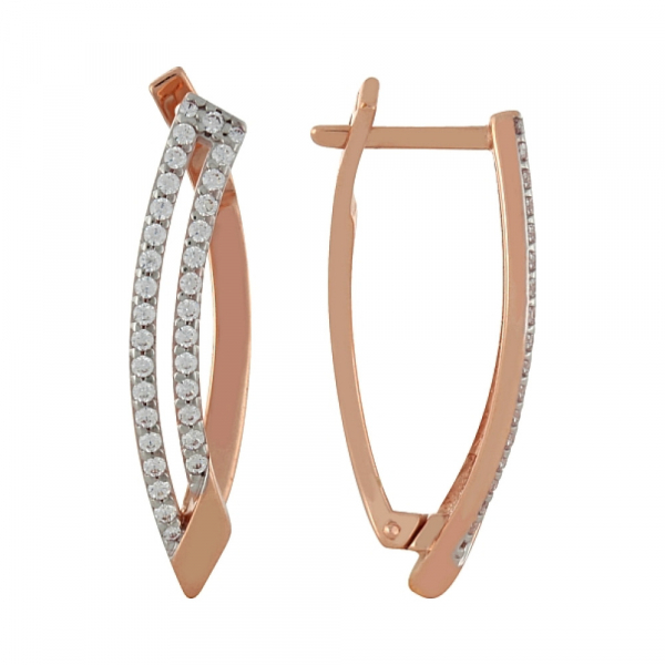 Золотые серьги с фианитом № 95974