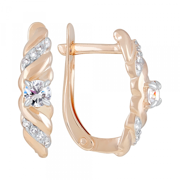 Золотые серьги с кристаллами swarovski № 122273
