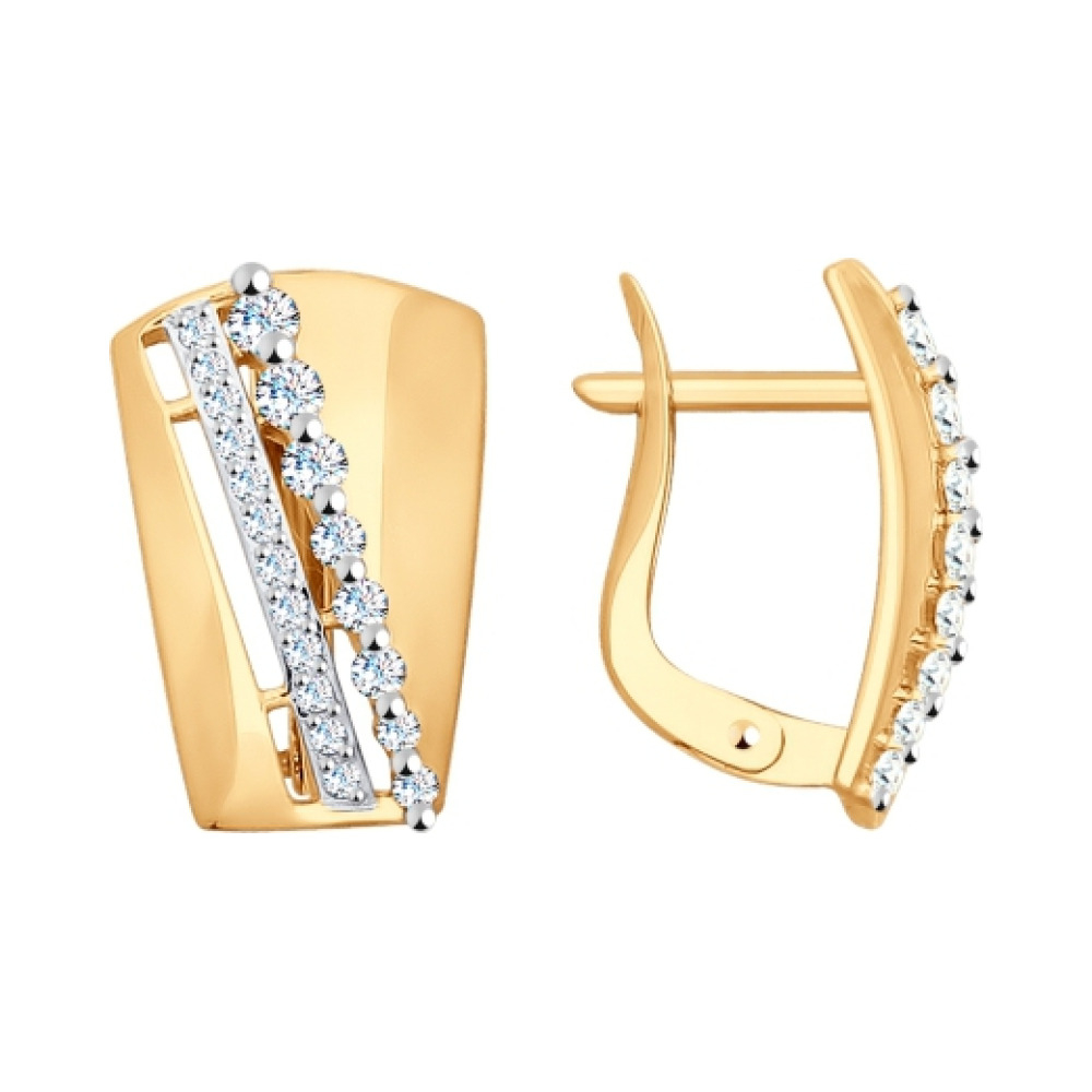 Золотые серьги с фианитом № 161639