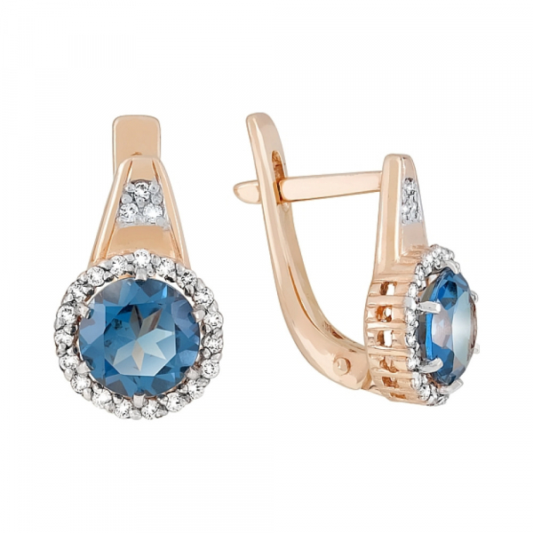 Золотые серьги с топазом и фианитом № 117727