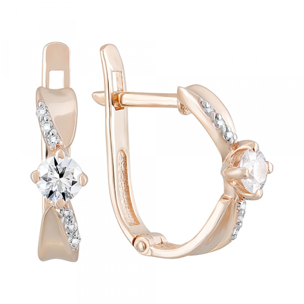 Золотые серьги с фианитами № 124743