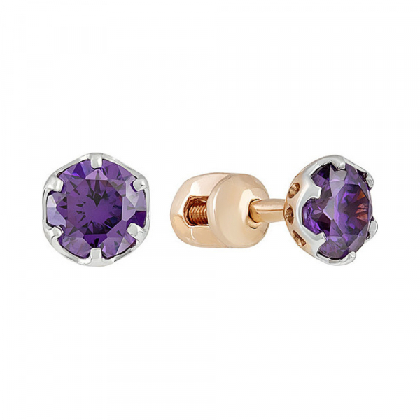 Пуссеты с фианитом № 122204