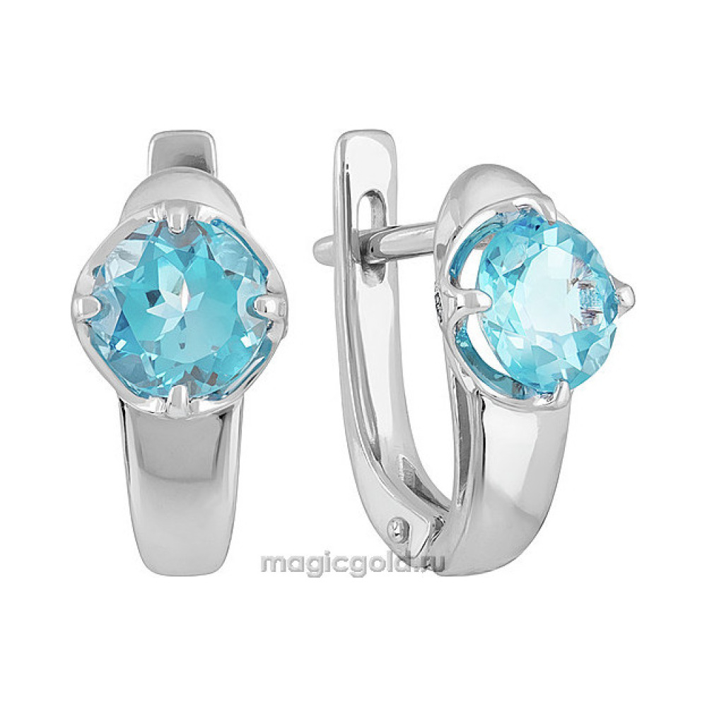 Золотые серьги с топазом и фианитом № 139239