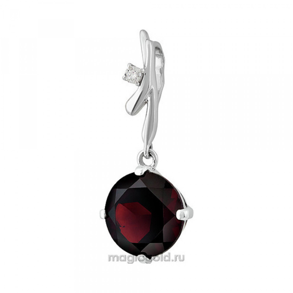 Серебряная подвеска с гранатом и фианитом № 132816