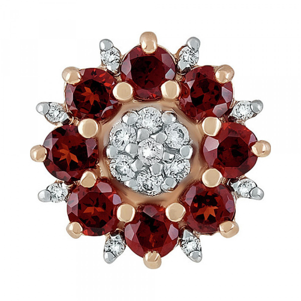 Золотая подвеска с гранатом и фианитом № 135112