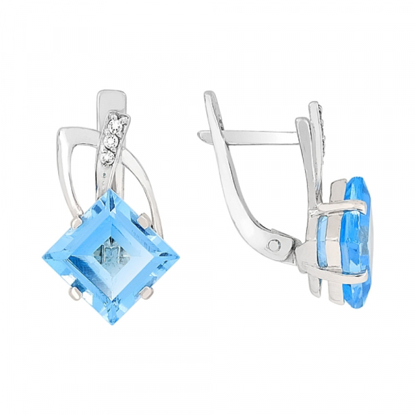 Золотые серьги с топазом и фианитом № 83489