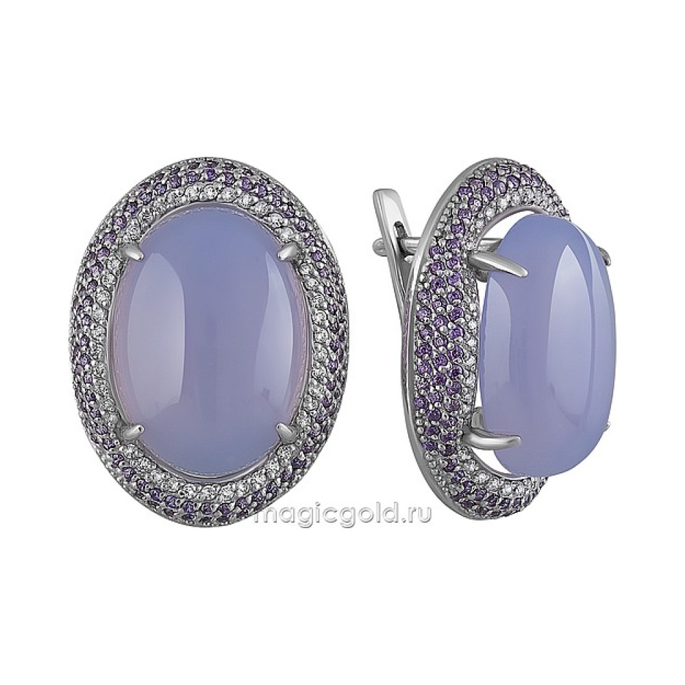 Серебряные серьги с ониксом и фианитом № 164545