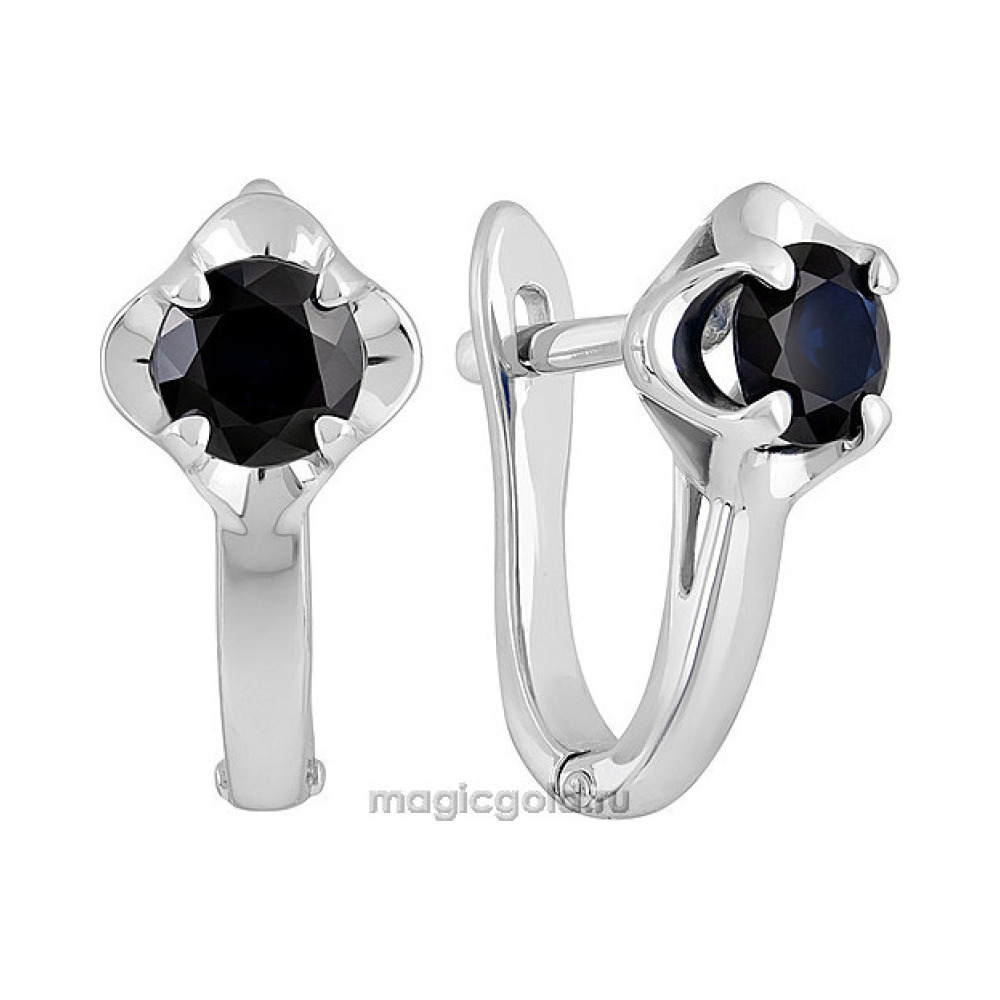 Золотые серьги с сапфиром № 140549
