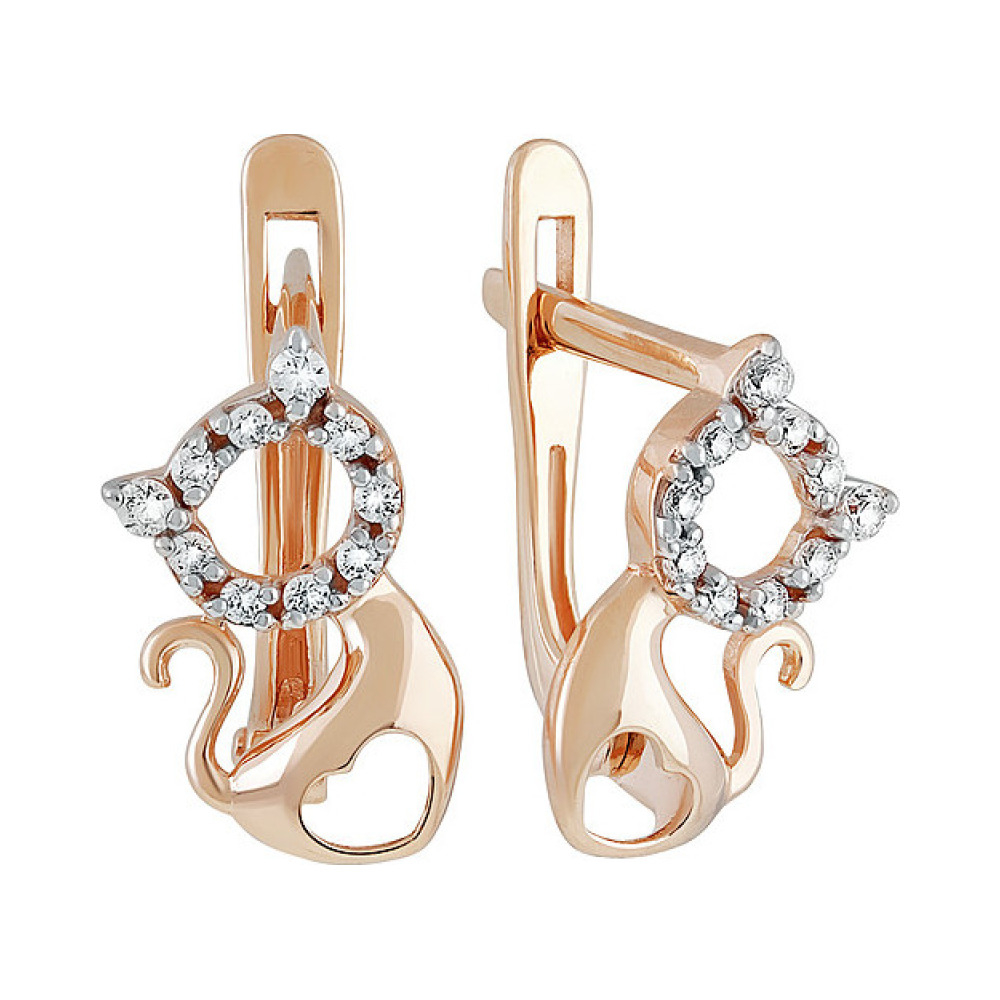 Золотые серьги с фианитом № 137009