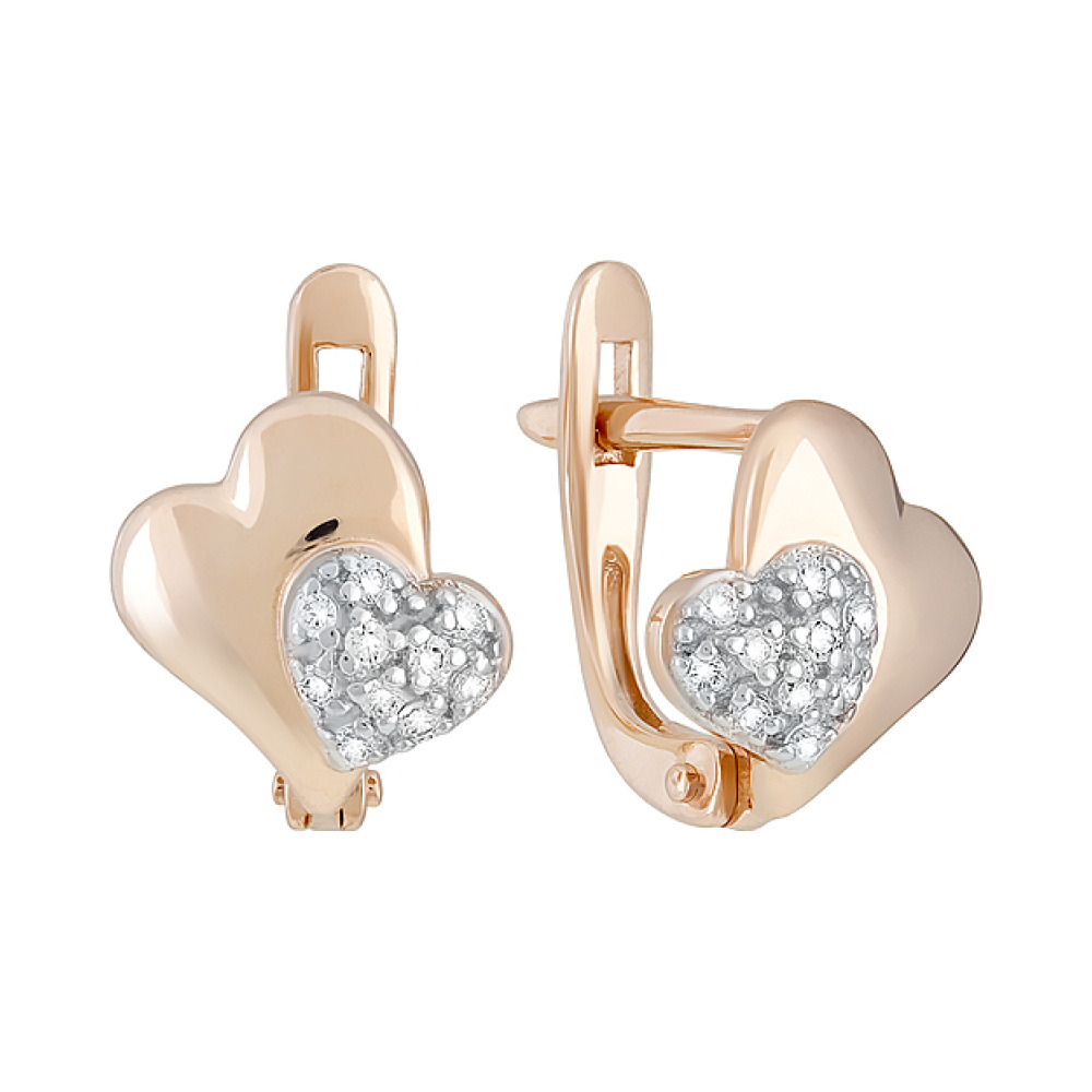 Золотые серьги с фианитами № 129243