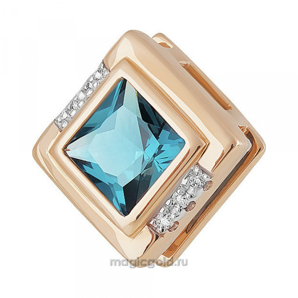 Золотая подвеска с топазом и фианитом № 160472