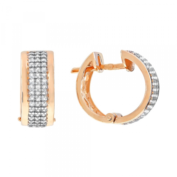 Золотые серьги с фианитами № 112269