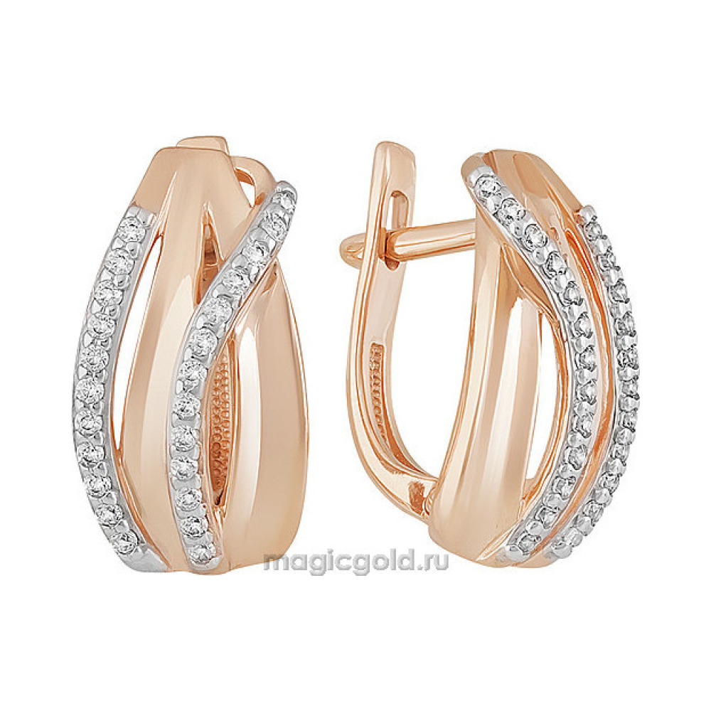 Золотые серьги с фианитом № 156098