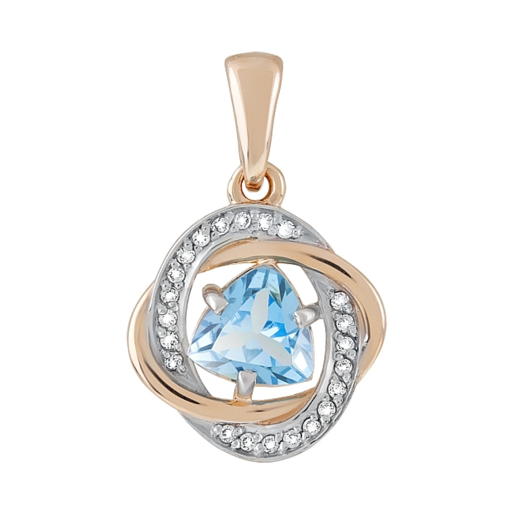 Золотая подвеска с топазом и фианитом № 119423