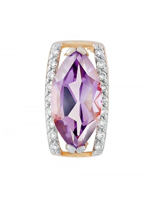 Золотая подвеска с аметистом и фианитом № 131750