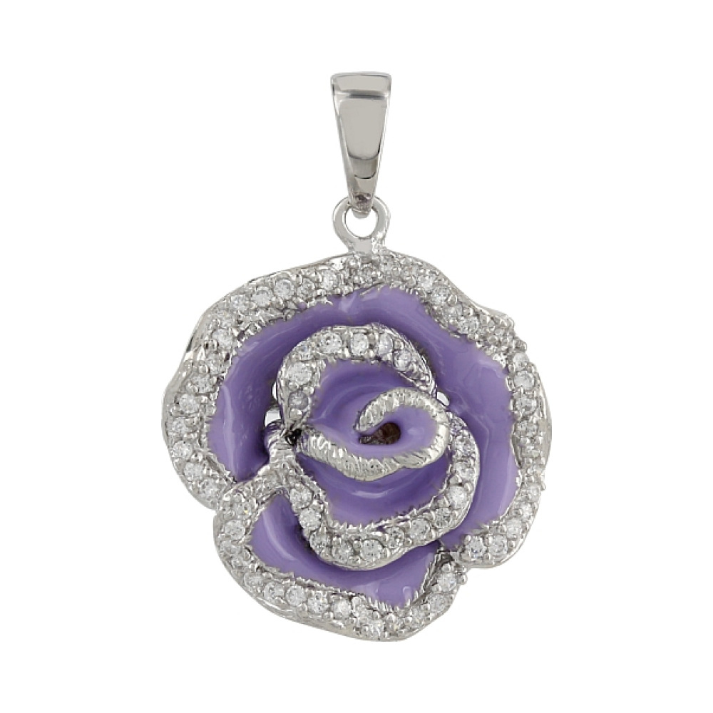 Серебряная подвеска с фианитом и эмалью № 106211