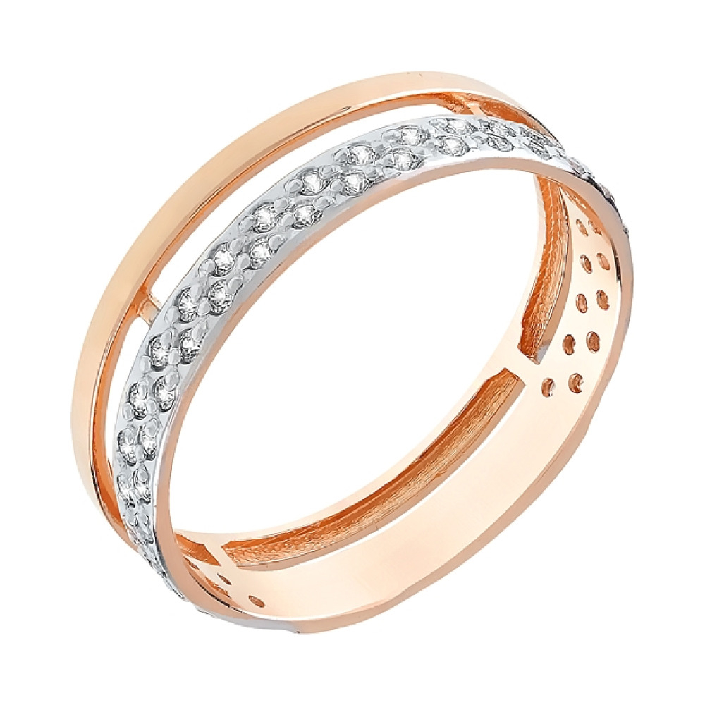 Золотое кольцо с фианитами № 112320