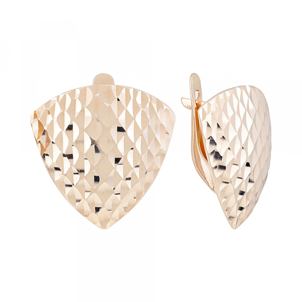 Золотые серьги без камня с алмазкой № 126717