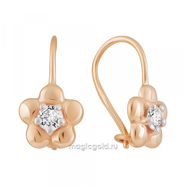 Золотые серьги с фианитом № 163812