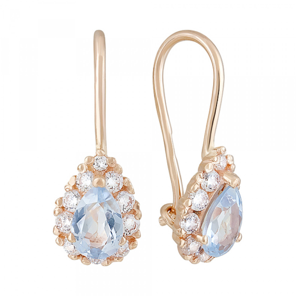 Золотые серьги с фианитом № 127671