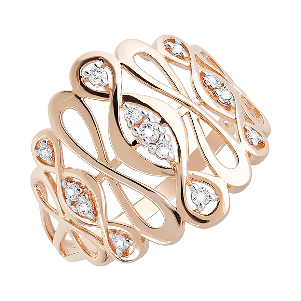 Золотое кольцо с фианитами № 123649