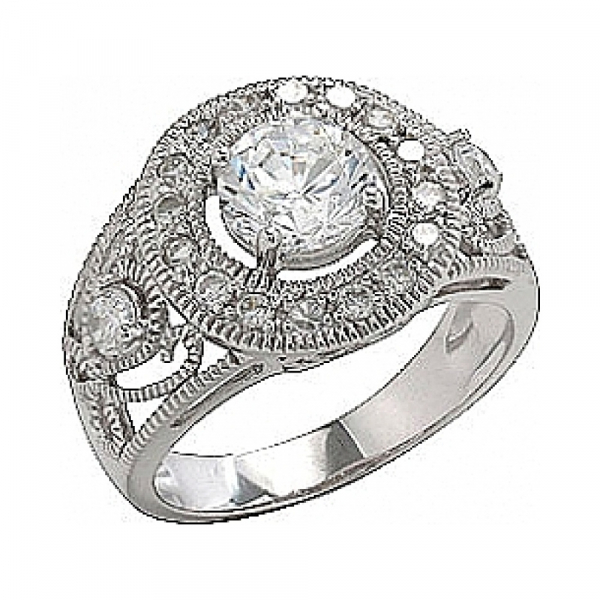 Серебряное кольцо с фианитом № 75152