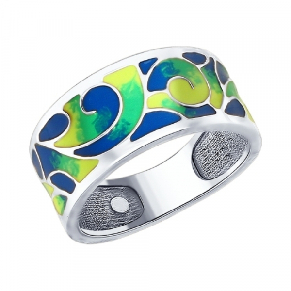 Серебряное кольцо с эмалью № 138472