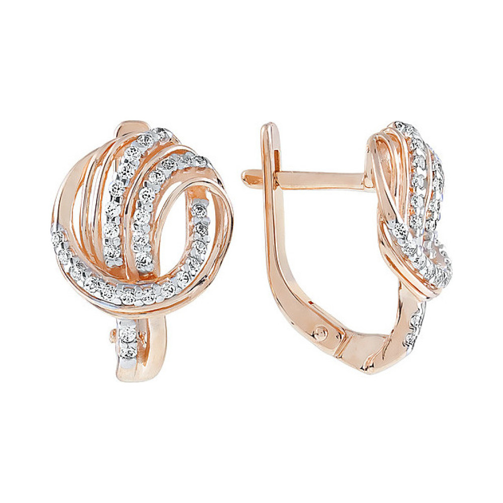 Золотые серьги с фианитом № 111404