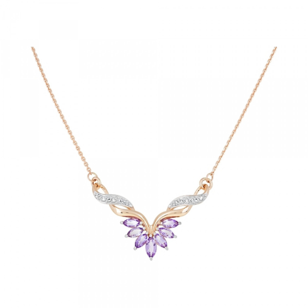 Золотое колье с аметистом и фианитом № 120238